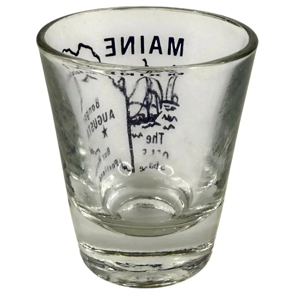Set Of 4 Vintage Shot Glasses State Theme Maryland Indiana North Dakota And Main